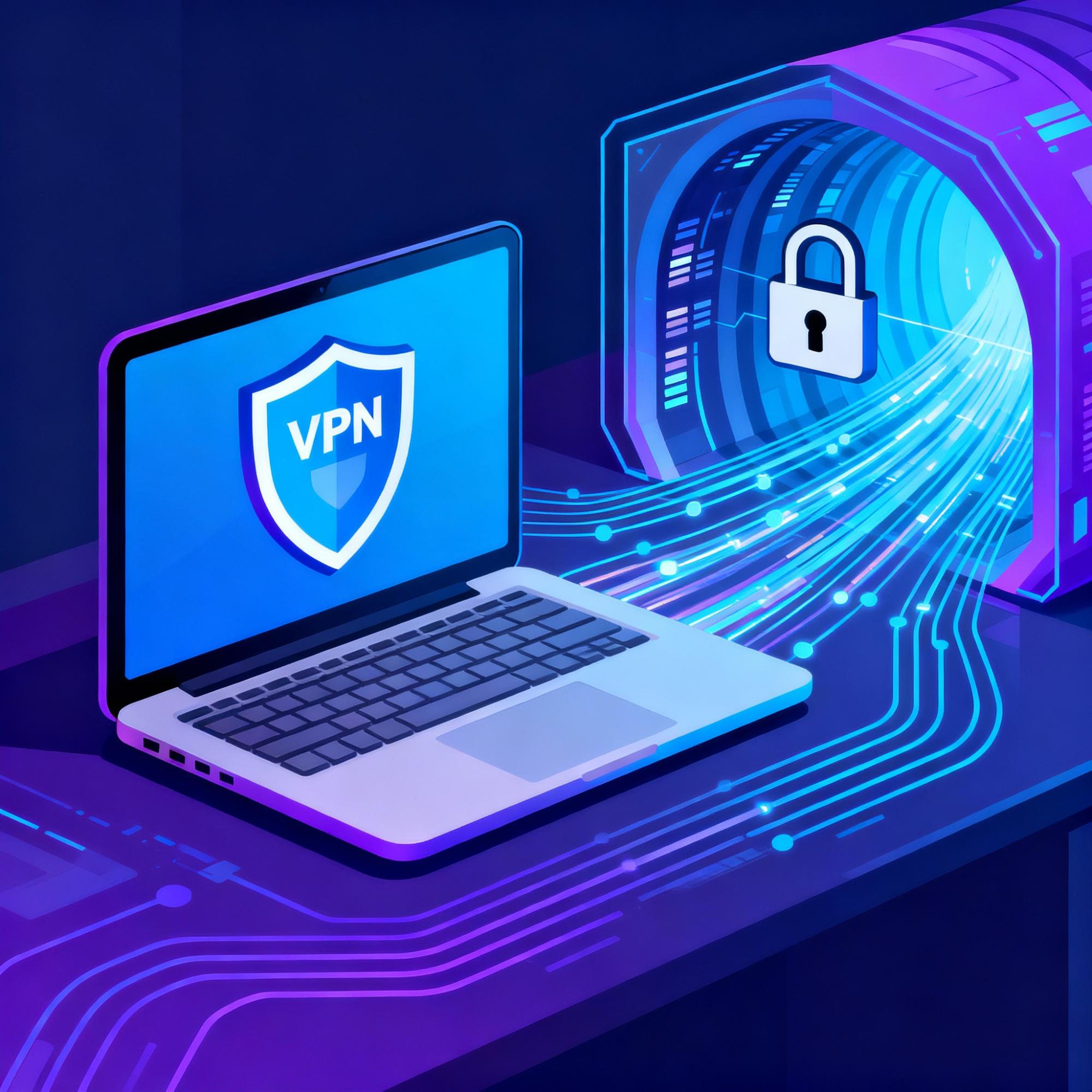 Illustration of how a VPN protects internet connections